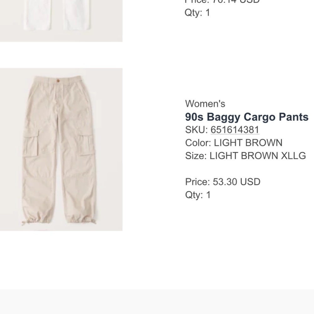 Abercrombie 90s baggy cargo pants size XL